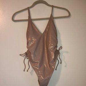 Gold/Shiny Nude One Piece High Rise Swimsuit